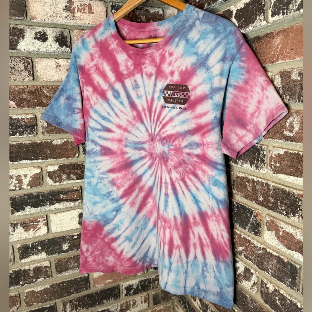 Vans Off The Wall Costa Mesa California Graphic Logo Custom Colorful Spiral Tee - Picture 3 of 7